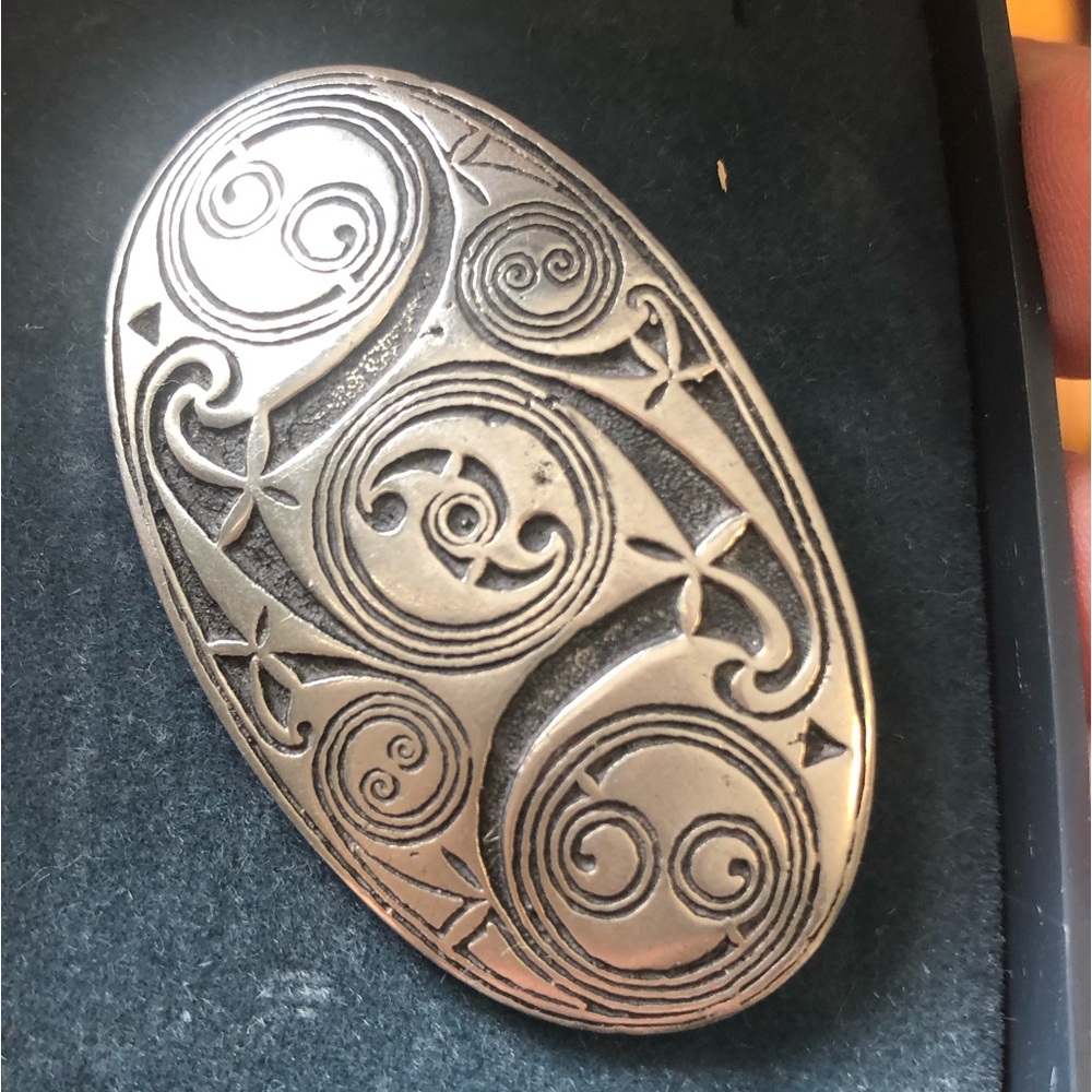 Estate Find:  "St. Justin" Celtic Brooch, made of pewter, in Scotland